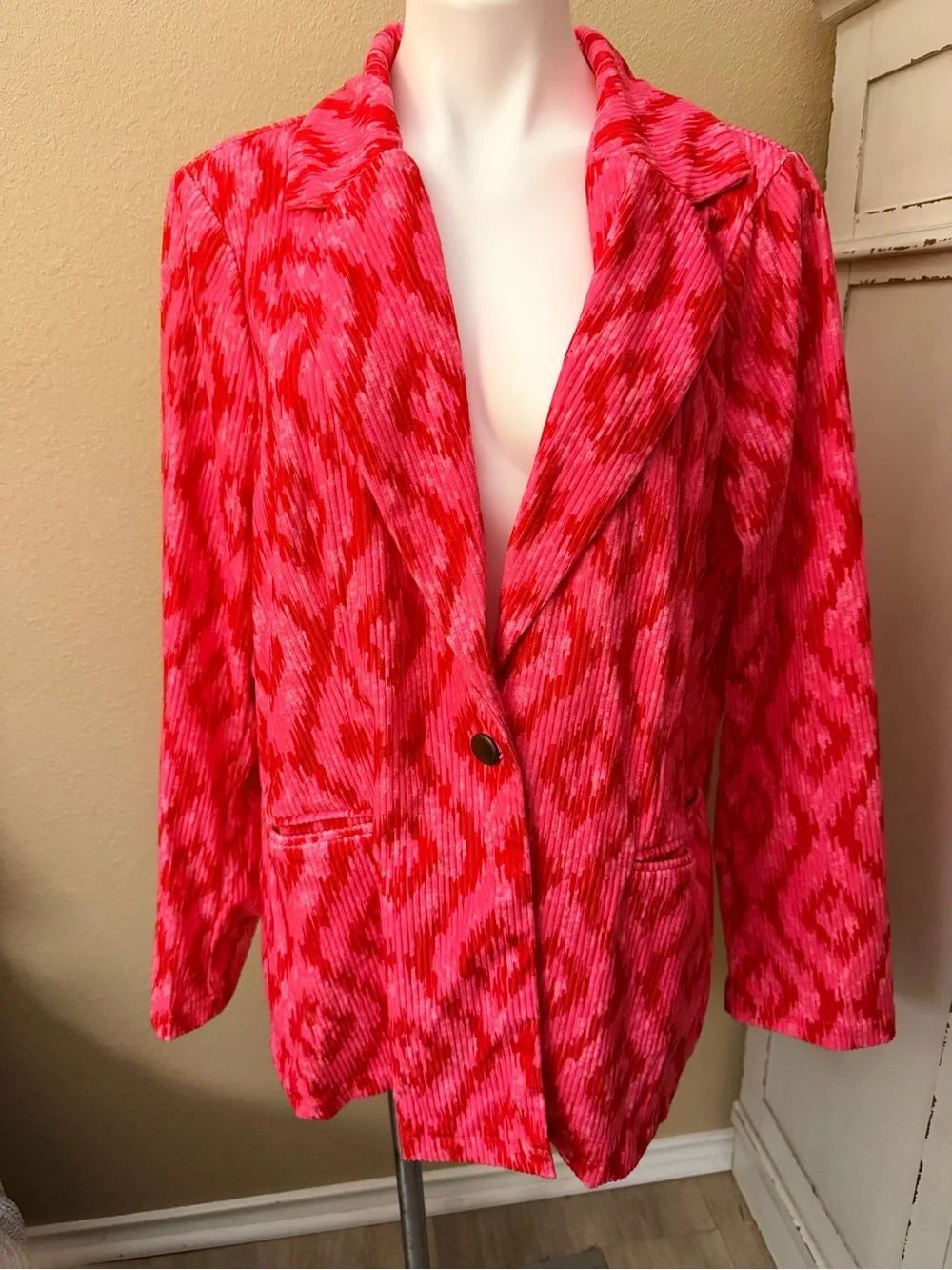 Savanna Jane Pink and Red Patterned Blazer